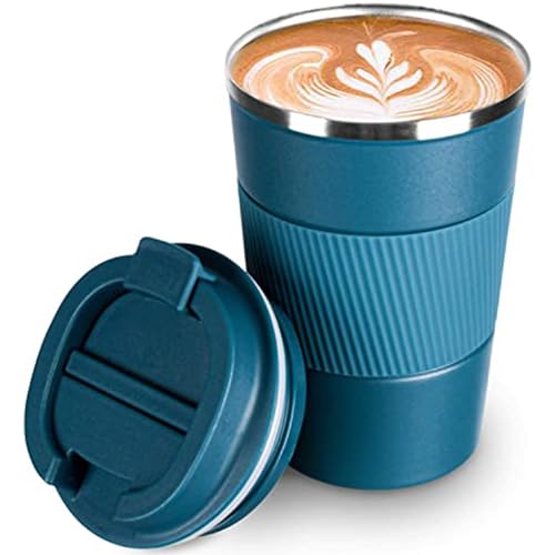 SCJHMY Thermobecher- Isolierbecher, Edelstahl Travel Mug, Vakuum auslaufsicher Reisebecher mit Deckel, Autobecher, doppelwandig isoliert für Wasser und Tee, Kaffee-to-go Becher Blau 380ml von SCJHMY