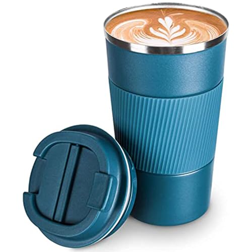 SCJHMY Thermobecher- Isolierbecher, Edelstahl Travel Mug, Vakuum auslaufsicher Reisebecher mit Deckel, Autobecher, doppelwandig isoliert für Wasser und Tee, Kaffee-to-go Becher Blau 510ml von SCJHMY