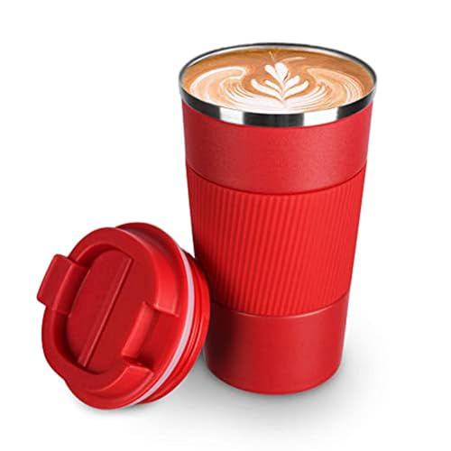 SCJHMY Thermobecher- Isolierbecher, Edelstahl Travel Mug, Vakuum auslaufsicher Reisebecher mit Deckel, Autobecher, doppelwandig isoliert für Wasser und Tee, Kaffee-to-go Becher Rot 510ml von SCJHMY