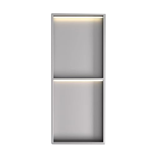 SCLHouiX Duschnische-Einsatzfliesen bereit, Edelstahl eingebrauchtes Wandregal für Badezimmerlager, Beleuchtung Wasserproo-F No Fliesen-D Badezimmerschrank Organizer, hellgrau-700x280x125mmmm von SCLHouiX