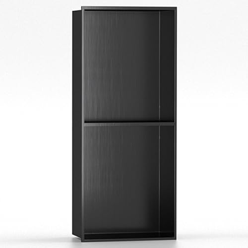 SCLHouiX Edelstahl-Badezimmernische, Toilette eingebettete Lagerregal für Wohnzimmer Schlafzimmer Küche, Einteilige Metallwandschränke, schwarz-70x28x12.5 cm/2.29x0.91x0.41ft von SCLHouiX