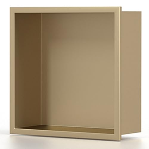 SCLHouiX Edelstahl-Badezimmernische, einteiliger Metalllagerständer, eingebettete Fernseher-Trennwandschränke für Wohnzimmer Schlafzimmer, Gold-32x32x12.5 cm/1.04x1.04x0.41ft von SCLHouiX