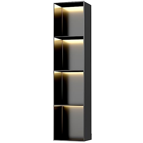 SCLHouiX Edelstahl-Duschnische, eingebettetes Lagerregal mit Lichtern für Badezimmer Wohnzimmer Esszimmer Küche, einteiliger Aufbewahrungs-Nischenschrank, Black-28x120x12,5 cm/0.91x3.93x0.41ft von SCLHouiX