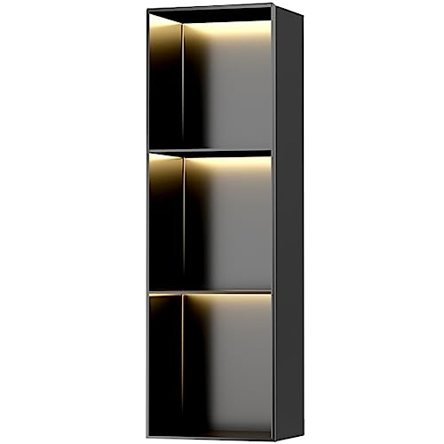 SCLHouiX Edelstahl-Duschnische, eingebettetes Lagerregal mit Lichtern für Badezimmer Wohnzimmer Esszimmer Küche, einteiliger Lageralzschrank, Black-28x90x12,5 cm/0.91x0.95x0.41ft von SCLHouiX