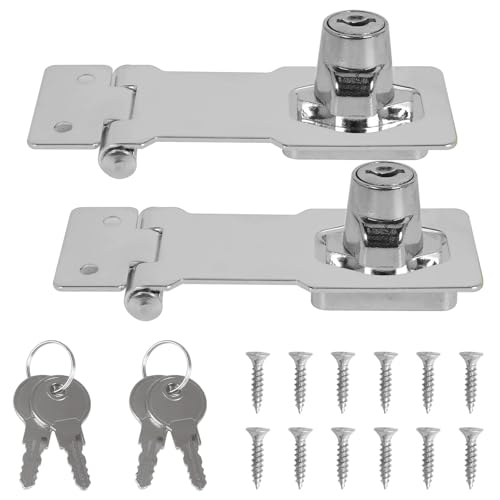 SCLLNDA 2PCS Sicherheitsüberfalle mit Schloss Sicherheits Überfalle Abschließbar Hasp Lock Metall Türschloss Schrankschloss mit Schrauben Schloss Vorrichtung für Türen Schränke Holzkiste Garagentor von SCLLNDA