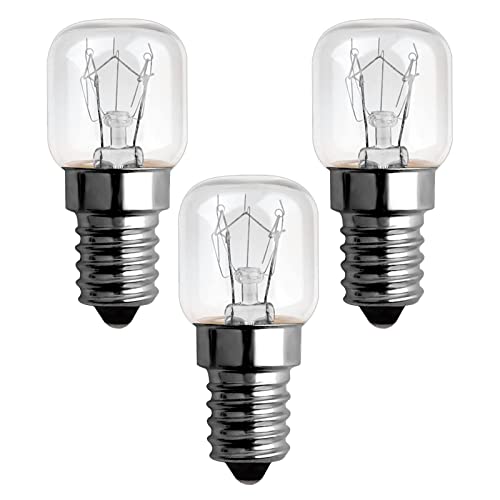 Backofenlampe 300 Grad hitzebeständig T22 E14 Dimmbar, 120LM Warmweiß 2300K, E14 Edison ofenlampe für Himalaya-Salz-Lampe, Mikrowelle, Kühlschrank und Backofen, 3 Stück von SCNNC