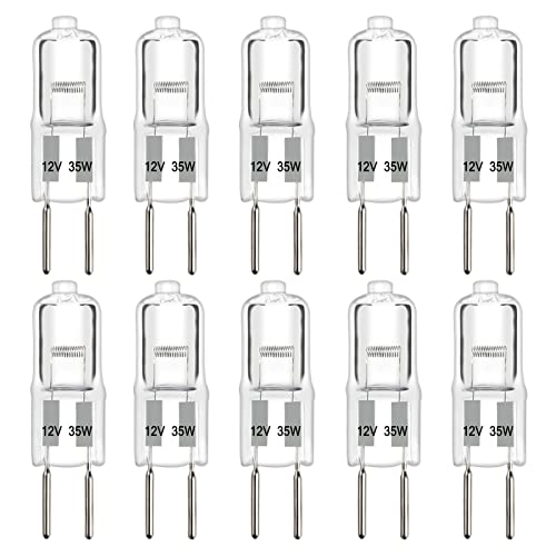 G6.35 Halogen-Glühlampe 35W Dimmbar, AC/DC 12V, 390LM Warmweiß 2700K, Halogen-Stiftsockellampe GY6.35, 10 Stück von SCNNC