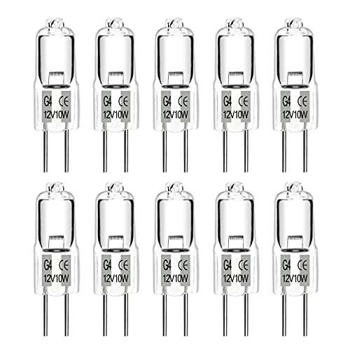 G4 Halogen Leuchtmittel 12V 10W Dimmbar, 150LM Warmweiß 2700K, Bi-Pin-Basis G4 Klare Kapsel für Küchen, Wohnzimmer, Schlafzimmer, 10 Stück von SCNNC