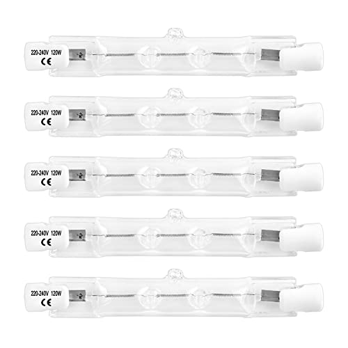 R7S Halogen Leuchtmittel 78MM 120W Dimmbar, 220-240V, 1800LM Warmweiß 2700K, Halogen R7S 78MM für Flutlichter, Sicherheitslichter, Landschaftsbeleuchtung, 5 Stück von SCNNC