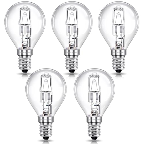 SCNNC E14 G45 lampe 28W Dimmbar 230V, lampe E14 28W Warmweiß 2700K, Klar Globe Classic G45 E14 Tropfenform für Deckenleuchte, Wandlampe, Stehlampe, 5 Stück von SCNNC