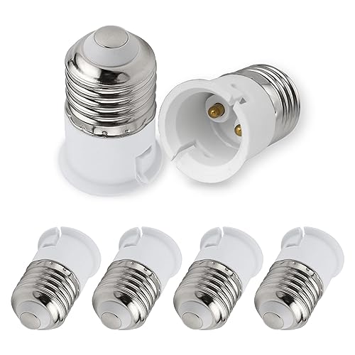 SCNNC E27-B22 Socket Converter, Hochtemperaturbeständiger Adapter für E27 auf B22 Bajonett Sockel, Weiß, 6er Pack von SCNNC