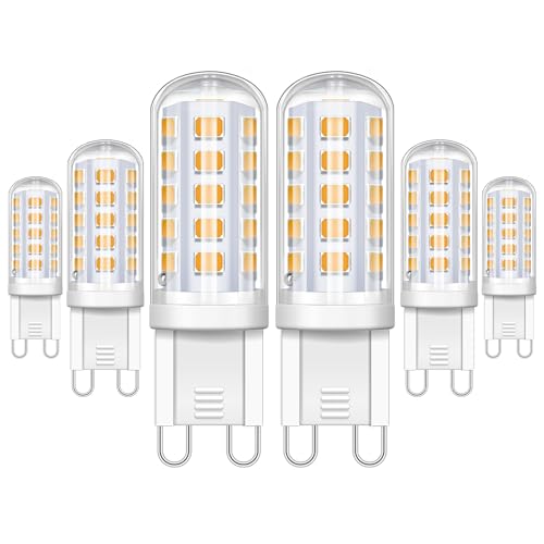 SCNNC G9 LED Lampe Warmweiß 2700K, LED Leuchtmittel G9 5W Entspricht 40W 50W Halogenlampe, Nicht Dimmbar, 220V G9 LED Leuchtmittel, 360°Abstrahlwinkel, LED G9 Glühbirne für Kristallleuchter, 6 Stück von SCNNC