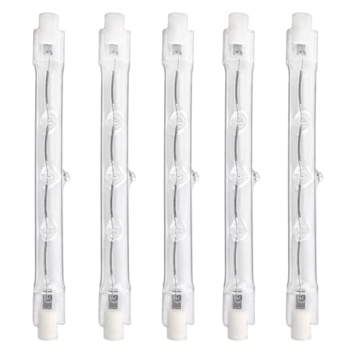 SCNNC Halogen Leuchtmittel Stab R7s 120W 118MM Halogenstab 230V, 2250LM Dimmbar Warmweiß 2700K, R7S Halogen Leuchtmittel Deckenfluter 118MM für Landschaftsleuchten Sicherheitsleuchten, 5 Stück von SCNNC