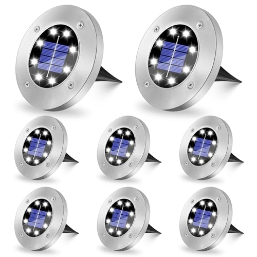 SCNNC Solar Bodenleuchten Aussen Kaltweiß 8 LEDs, 8 Stück von SCNNC