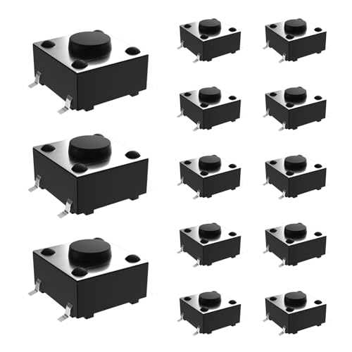 SCOOYUCK 100 Stücke Mikroschalter Normalerweise Offen 4 Polig, Light Touch Miniatur Momentary Pushbutton Switch Kit von SCOOYUCK