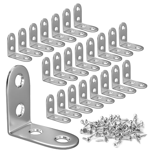 SCOOYUCK 20 Sätze Edelstahl Winkel, (40mm×40mm) Winkelverbinder Metallwinkel 90 grad, Mit Schrauben aus Edelstahl, L winkel Geeignet für Holzregale, Stühle usw. von SCOOYUCK