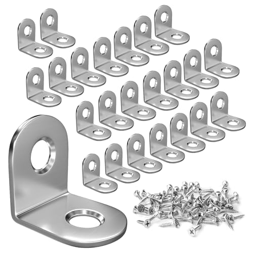 SCOOYUCK 24 Sätze Edelstahl Winkel, (20mm×20mm) Winkelverbinder Metallwinkel 90 grad, Mit Schrauben aus Edelstahl, L winkel Geeignet für Holzregale, Stühle usw. von SCOOYUCK