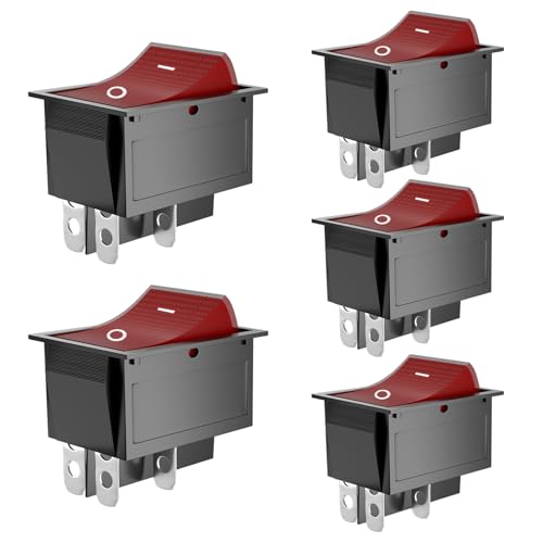 SCOOYUCK 5 Stücke Wippschalter DPDT 25mm x 31mm 4 Polig ON/OFF 16A 250V Kippschalter Rot Licht SCOOYUCK 5 Stücke Wippschalter DPDT 25mm x 31mm 4 Polig ON/OFF 16A 250V Kippschalter Rot Licht von SCOOYUCK