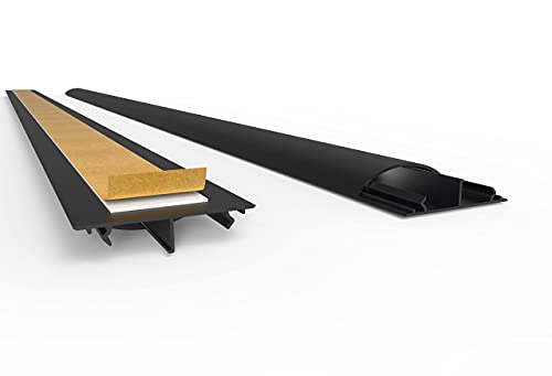 Kabelkanal Halbrund Selbstklebend 5 x 1,2 x 80 cm B x H x L, Schwarz, bis zu 4 Kabel, PVC Kabelbrücke Fußboden Stolperschutz von SCOS Smartcosat