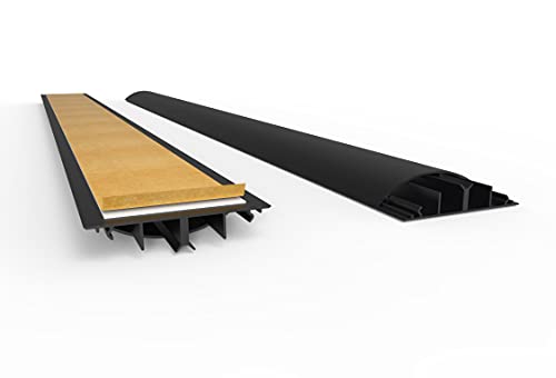 Kabelkanal Halbrund Selbstklebend 9 x 2 x 100 cm B x H x L, Schwarz, bis zu 12 Kabel, PVC Kabelbrücke Fußboden Stolperschutz von SCOS Smartcosat