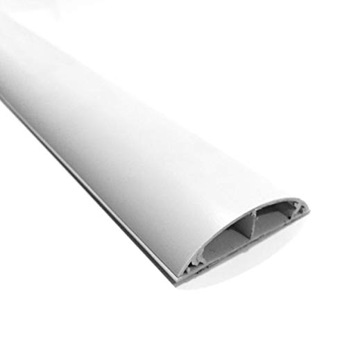 Kabelkanal Halbrund 7 x 2 cm B x H, Selbstklebend, Weiß, bis zu 10 Kabel, PVC Kabelbrücke Fußboden Stolperschutz Boden Trittfest (70x20mm 60cm Lang) von SCOS Smartcosat