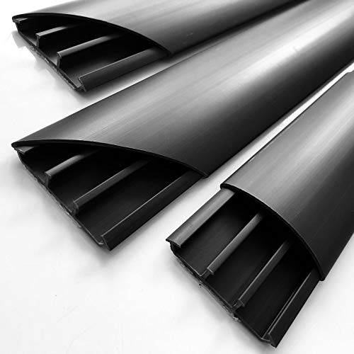 SCOS Smartcosat SCOSKK313 2 m Habrund Kabelkanal (L x B x H 2000 x 75 x 20 mm, PVC, Fußboden, Kanal, Selbstklebend) Graphit-schwarz von SCOS Smartcosat