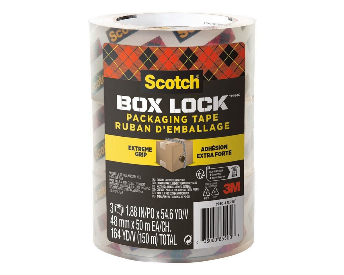 SCOTCH Klebeband Box Lock (3-St) 48 mm x 50 m Packband von SCOTCH