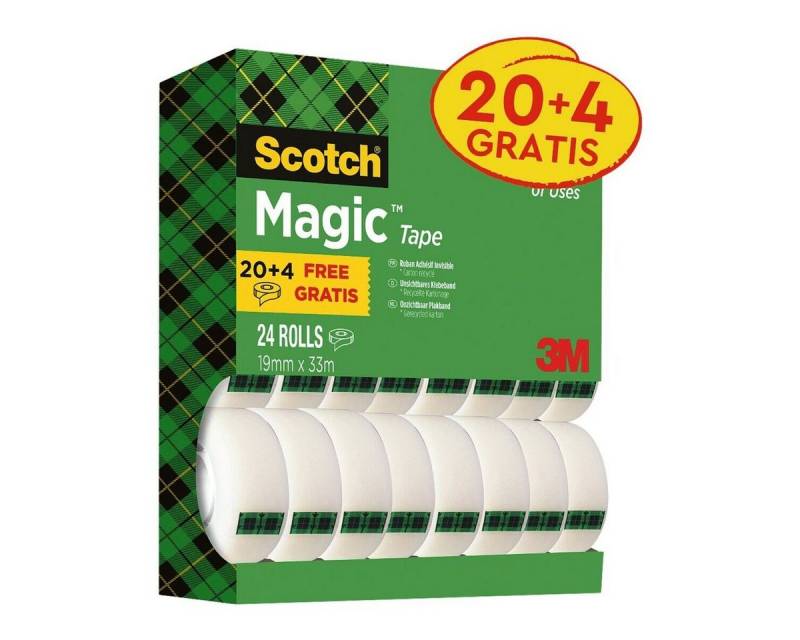 SCOTCH Klebeband Magic Tape (24-St) 19 mm/33 m, transparent matt, schattenfrei kopierbar von SCOTCH