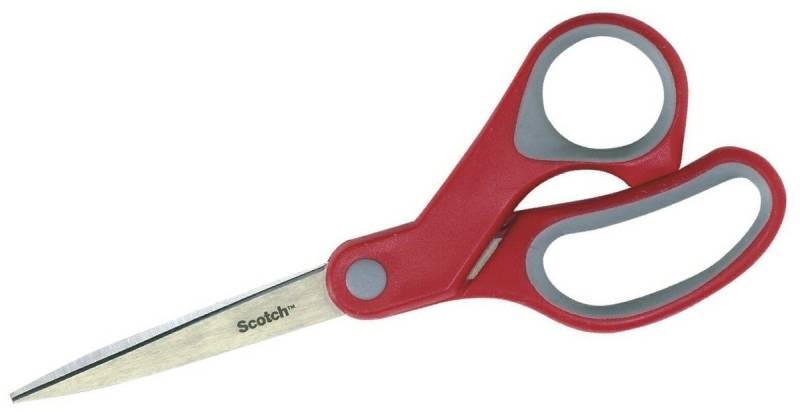 SCOTCH Papierscheren Komfort-Schere 20cm mit Komfortgriffen rot/grau von SCOTCH