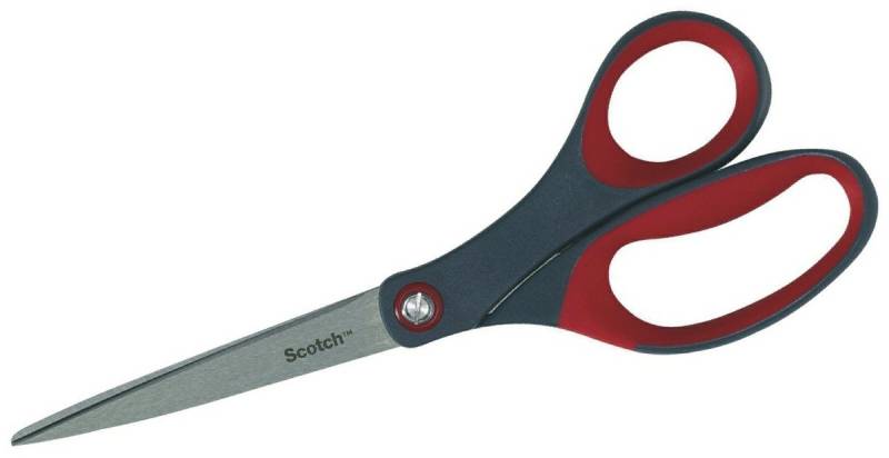 SCOTCH Papierscheren Präzisions-Schere 20cm mit Komfortgriff rot/grau von SCOTCH