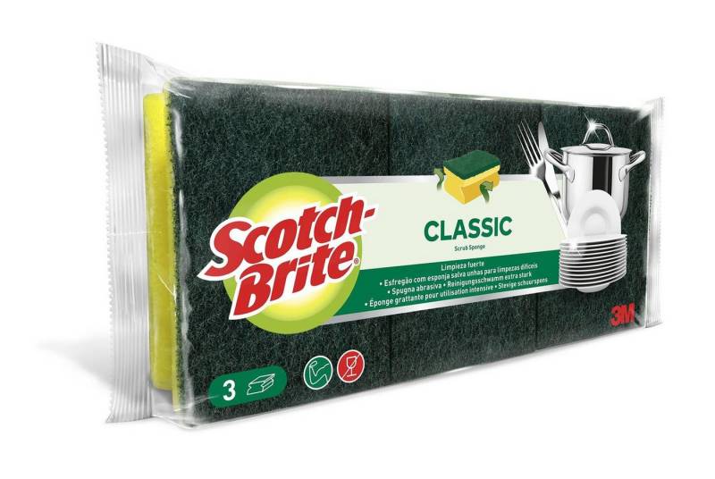 SCOTCHBRITE Stahlschwamm Scotch-Brite CLNS3 Topfreiniger - Packung mit 3 Stück von SCOTCHBRITE
