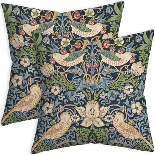 SCQIUSYA William Morris Kissenbezüge, Erdbeerdieb, Boho-bedruckt, Vintage-Kissen, bequem, langlebig, Morris-Garten-Kissenbezüge für Bett, Sofa, Couch, 45,7 x 45,7 cm, 2 Stück SCQIUSYA William Morris Kissenbezüge, Erdbeerdieb, Boho-bedruckt, Vintage-Kissen, bequem, langlebig, Morris-Garten-Kissenbezüge für Bett, Sofa, Couch, 45,7 x 45,7 cm, 2 Stück von SCQIUSYA