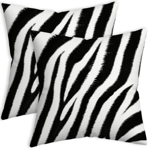 SCQIUSYA Zebra-Kissenbezüge, 45,7 x 45,7 cm, schwarz-weiß gestreift, moderne dekorative Kissen für Bett, Wohnzimmer, Outdoor, 2 Stück SCQIUSYA Zebra-Kissenbezüge, 45,7 x 45,7 cm, schwarz-weiß gestreift, moderne dekorative Kissen für Bett, Wohnzimmer, Outdoor, 2 Stück von SCQIUSYA
