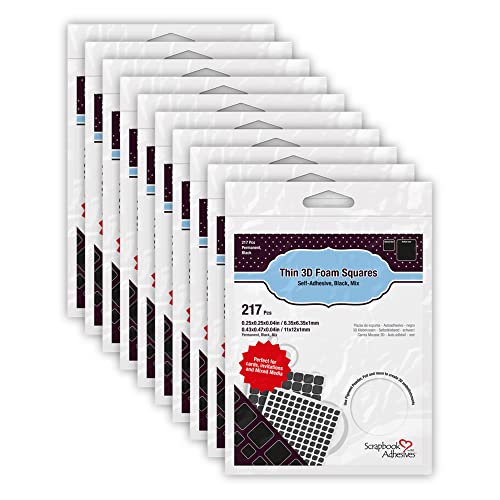 Scrapbook Adhesives by 3L 3L Scrapbook Permanent Thin Pre-Cut, Mixed Variety, 217pk, Black-Set of 10 3D Adhesive Foam Squares, Sonstige, Schwarz, 0.08 x 1.89 x 3.11 cm von Scrapbook Adhesives