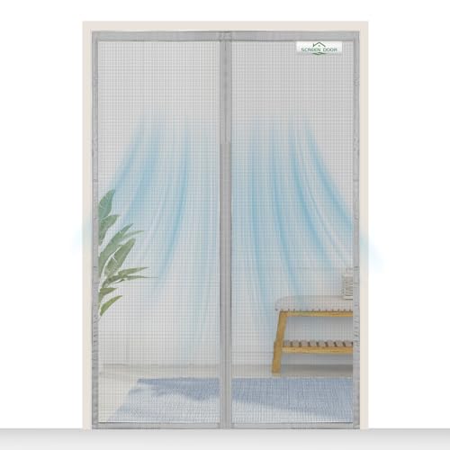 SCREEN DOOR Fliegengitter Balkontür 105x195cm | Hochwertiges Magnetisches Fliegengitter Tür, Insektenschutz, Einfache Montage – Grau von SCREEN DOOR