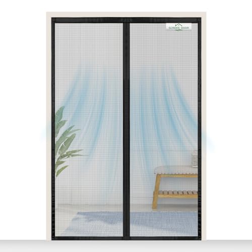 SCREEN DOOR Fliegengitter Balkontür 110x190cm | Hochwertiges Magnetisches Fliegengitter Tür, Insektenschutz, Einfache Montage – Schwarz von SCREEN DOOR