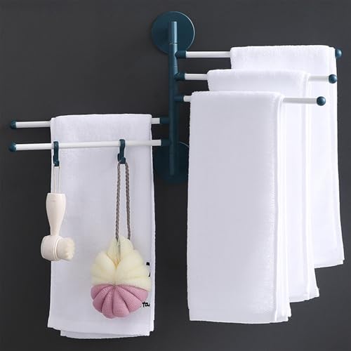 Handtuchhalter Bad Schwenkbar 5 armig Handtuchstange Wandmontage, 180° Drehung Handtuchstange Anti-Sturz Badetuchhalter, für Küche WC Garderobe und Bad Weiß von SCREENKART