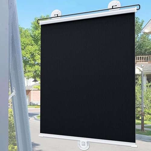 Verdunkelungsrollos mit Saugnapf, einziehbare Sonnenschutz Rollos, tragbarer temporärer Jalousie Vorhang, sonnendicht wärmeisolierend, für Türen Fenster Balkon von SCREENKART