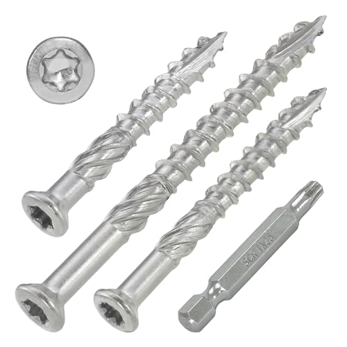 SCREW REBEL 400 Terrassenschrauben T-INOX A2 5x50 mm, TX25, Edelstahl V2A rostfrei, Reibteil, Schneidkerbe (5x50 mm - 400 Stück) von SCREW REBEL