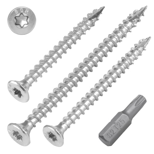 SCREW REBEL Holzschraube Edelstahl A2 4,0 x 40-200 Stück mit Vollgewinde und Sägezahn-Gewindeschliff, Cut-Spitze, Torx Antrieb TX20, inklusive S2 Bit von SCREW REBEL