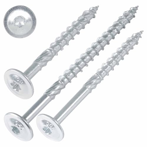 SCREW REBEL Tellerkopfschrauben 10,0 x 120 mm, 25 Stück, hell verzinkt – Universalschraube mit Doppelspiralgewinde, Holzbauschraube mit TX40 Antrieb und ETA Zulassung von SCREW REBEL