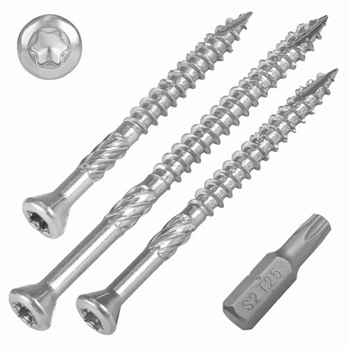 SCREW REBEL Terrassenschraube ST-FIX Edelstahl A2 5,0 x 70mm - 100 Stück, TX 25, Zier-Senkkopf, Schaftfräser, Sägezahn Gewindeschliff, Cutspitze, Dielenschraube gewachst von SCREW REBEL