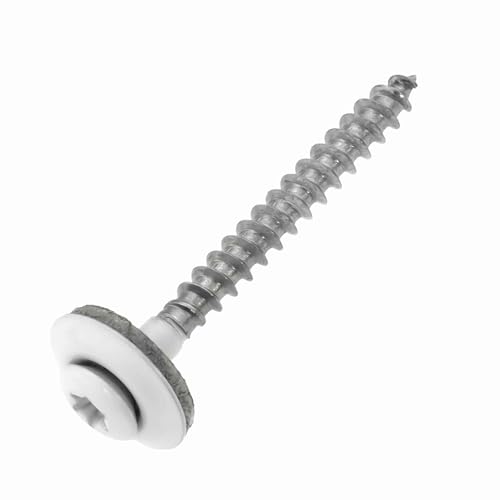Spenglerschrauben Edelstahl A2 mit EPDM-Dichtscheibe 15 mm - 4,5 x 100 mm - weiß RAL 9010 TX20, 25 Stück von SCREW REBEL