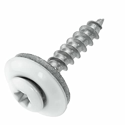 Spenglerschrauben Edelstahl A2 mit EPDM-Dichtscheibe 15 mm - 4,5 x 25 mm - weiß RAL 9010 TX20, 200 Stück von SCREW REBEL