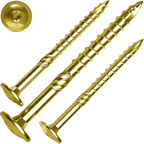 Tellerkopfschraube 8x360 mm – 50 Stück, gelb verzinkt, TX 40, Cut-Spitze, Reibteil, ETA | SCREW REBEL von SCREW REBEL