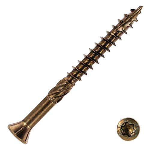 Terrassenschraube Antik Edelstahl A2, 5,0 x 50 mm, 500 Stück, Torx 25 inkl. Bit, mit Zulassung, brüniert im Verlegeeimer von SCREW REBEL