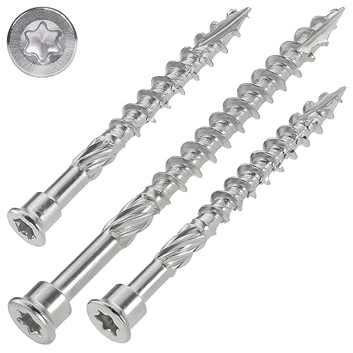 SCREW REBEL Terrassenschraube mit Zylinderkopf 4,0 x 60 mm, Edelstahl gehärtet - Stanzkopf Fassadenschraube mit ETA Zulassung – 500 Stück, TX15 von SCREW REBEL