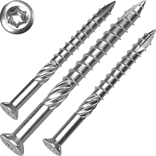 Terrassenschrauben 6 x 120 mm, T-INOX, 100 Stück Edelstahl gehärtet C1, Torx 25 von SCREW REBEL