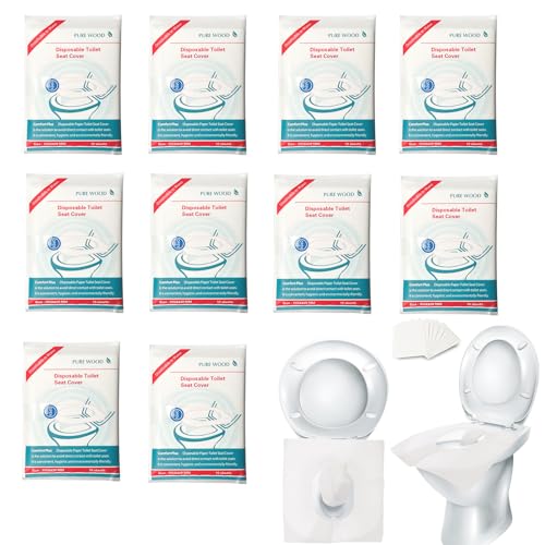 100 Stück Einweg-WC-Sitze, Klositz Toilettenbezug Toilettenauflage, biologisch abbaubar, für Erwachsene und Kinder, tragbar, wasserlöslich, Einweg-WC-Sitz, für Reisen, Camping von SCROLIEY