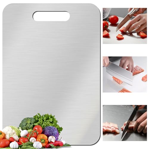 Titan Schneidebrett, Schneidbrett Aus Edelstahl Beidseitig, Cutting Board Schneidebretter für Küche (34 * 23) von SCROLIEY